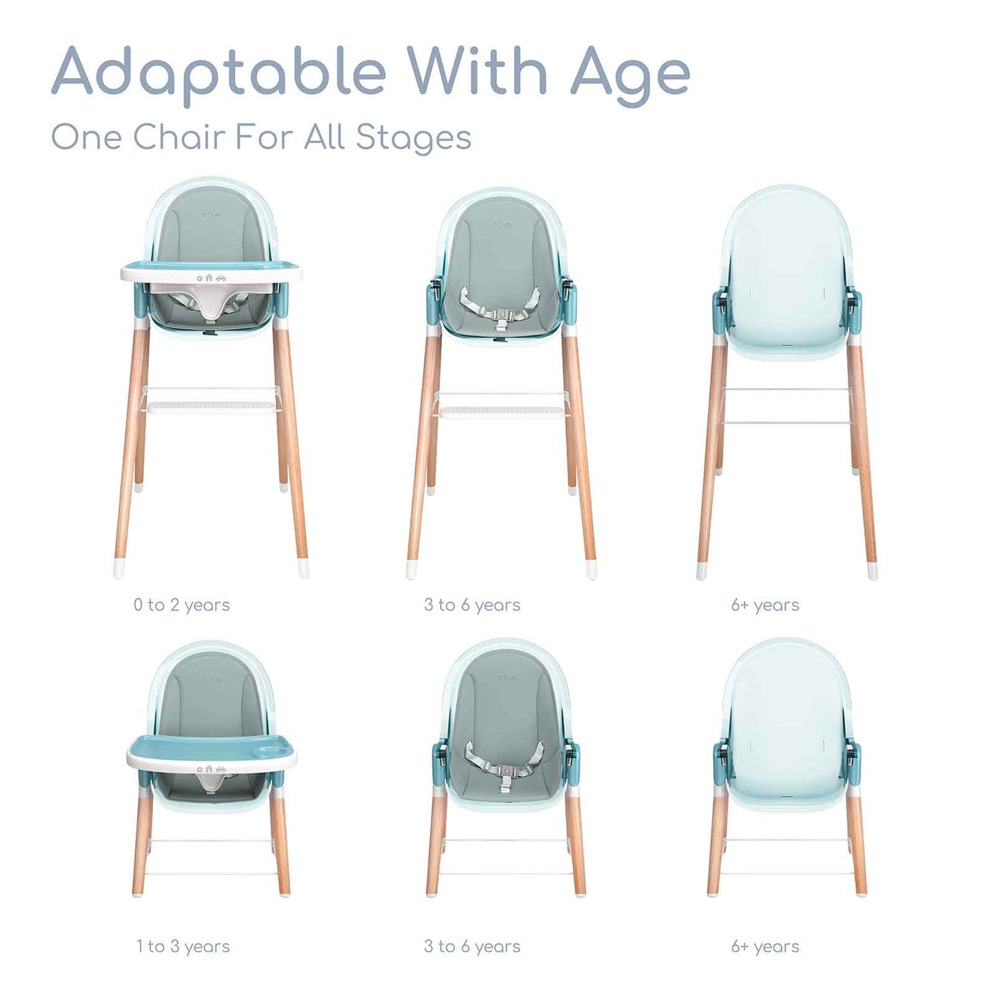 Children of Design 6 in 1 Classic High Chair with Cushion