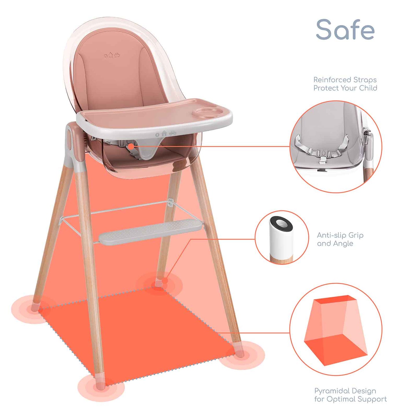 Children of Design 6 in 1 Classic High Chair  w/cushion