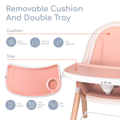 Children of Design 6 in 1 Deluxe High Chair with Cushion